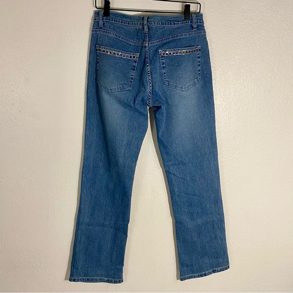 Christine Alexander Boot Cut Denim Jeans Size 6 Rhinestone Embellished - Picture 2 of 11